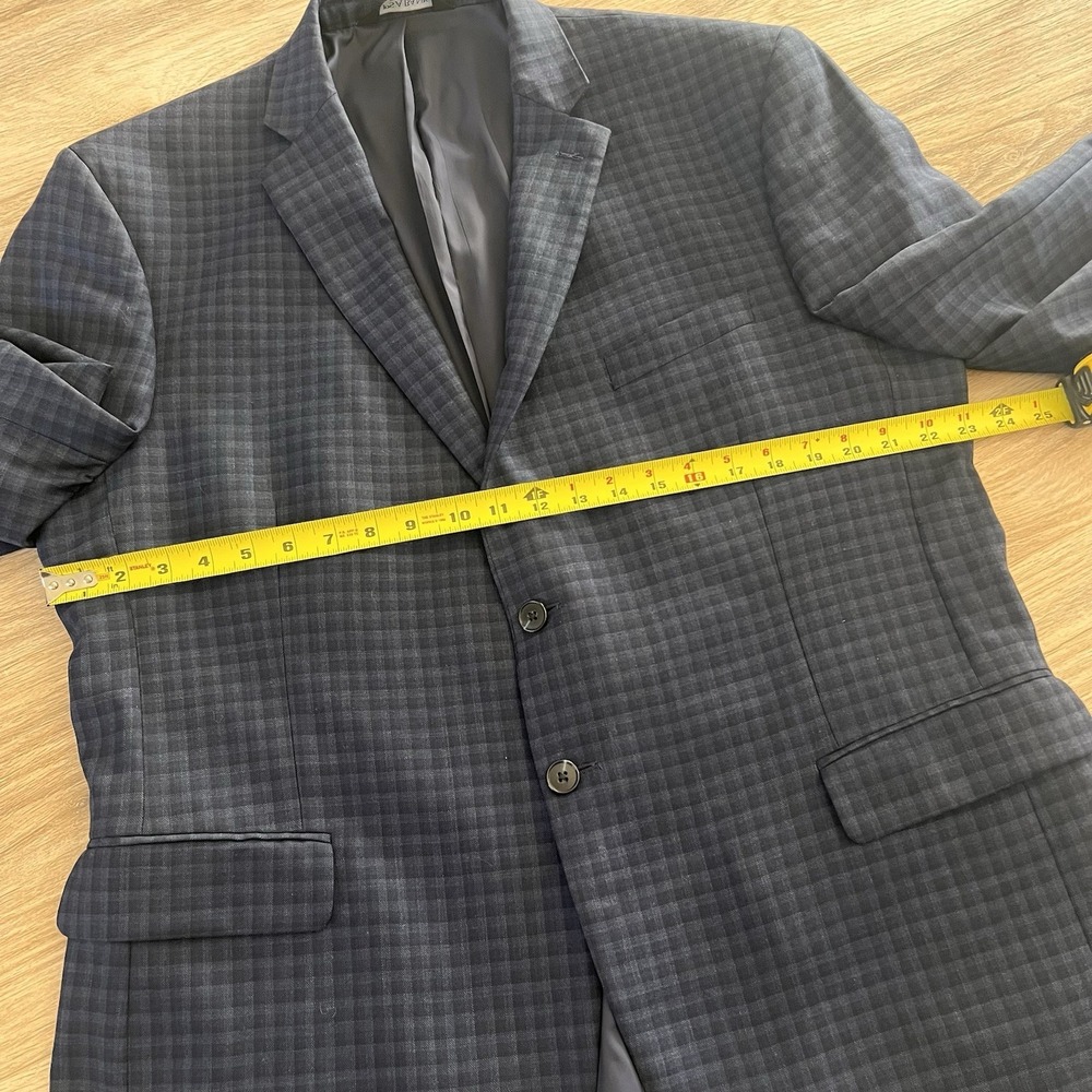 Jos A Bank Traveler Traditional Fit Blazer Suit Coat 46 Blue Plaid Check Stretch - Picture 7 of 12